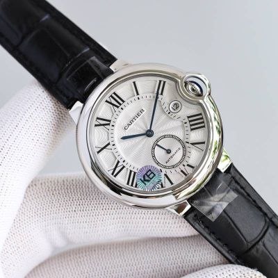 Ballon Bleu De Cartier 42mm 2824 Movement Blued Steel Hands SS/Leather Strap Men Watch